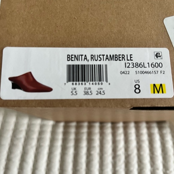 NWB VINCE GENUINE LEATHER BENITA, Rust LE Wedge Mules Slip-On Styling US Sz 8 - Picture 5 of 8